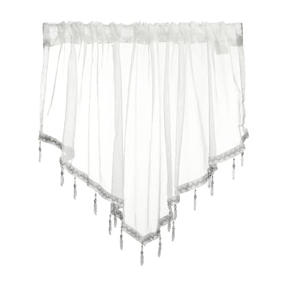 uxcell Window Valance, 51x24 Beaded Sheer Valance Curtains White - color: White