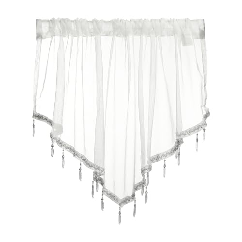 uxcell Window Valance, 51x24 Beaded Sheer Valance Curtains White - color: White