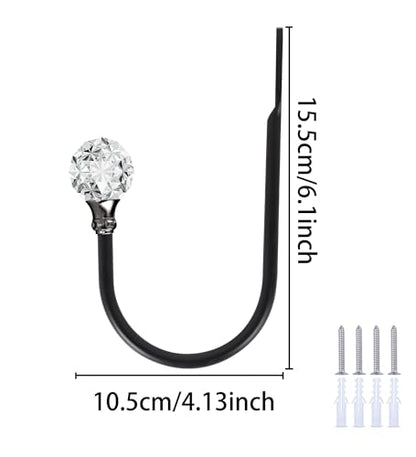 Groleca U Shaped Metal Curtain Holdbacks, Curtain Tiebacks, 2 Pack, Black - color: Black