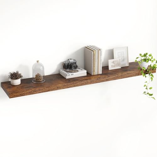 Acovy 48 Inch Floating Shelves, 8 Inch Deep Floating Shelves for Wall, Hanging Shelf with Invisible Brackets, Deep Shelves for Bathroom, Bedroom, Living Room, Brown, Set of 1 - color: Brown, size: 8"Wx48"L-1pc