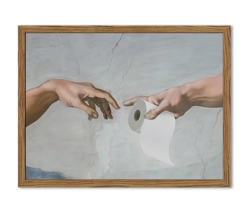 Funny Bathroom Wall Art, Vintage Eclectic Restroom Sign Wall Decor Paintings, Funky Handing Toilet Paper Canvas Prints Artwork Pictures 10x8 inch Wood Framed - color: Toilet Paper, size: 10"L x 8"W