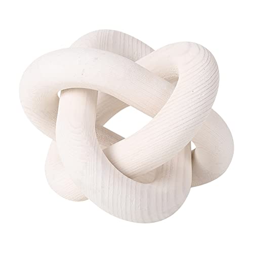 Wood Knot Chain Link Decor - 3 Link Boho Wooden Hand Carved Decorative Wooden Links Knots for Coffee Table Entryway Modern Farmhouse Shelf Decoration - color: White