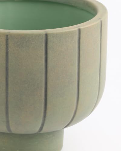 Self Watering Pots for Indoor Plants, 6 Inch Ceramic African Violet Pot - color: Green 6″