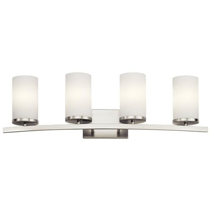Kichler Hendrik 3-Light Bathroom Vanity Light, Brushed Nickel - color: Brushed Nickel, size: 4 Light, style: Satin Etched Cased Opal Glass