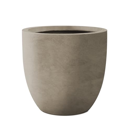 Kante Accent Round Curved Weathered Concrete Planter 13.3" Dia, Outdoor - color: Weathered Concrete, size: 13.4"d