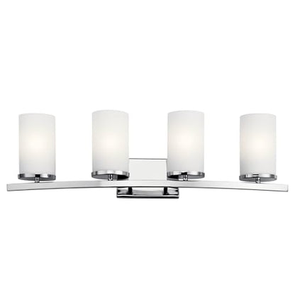 Kichler Crosby 4-Light Bathroom Vanity Light, Chrome - color: Chrome, size: 4 Light, style: Satin Etched Cased Opal Glass