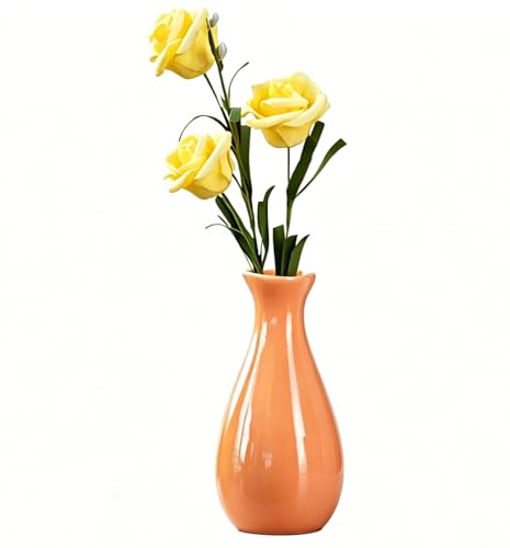 Small Ceramic Bud Vase Flower Vase Decorative Floral Holder (Orange) - color: Orange