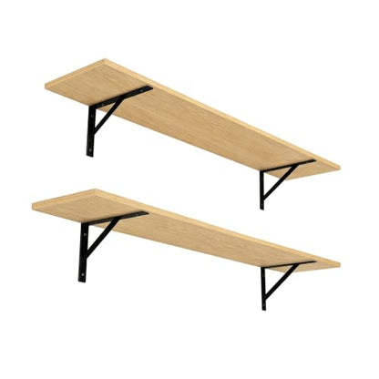 DINZI LVJ Long Wall Shelves, 47.3Inch Wooden Floating Shelves with Brackets - color: Natural, size: 47.3 Inch