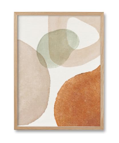 HesenDot Natural OAK Wood Neutral Abstract Framed Wall Art,12x16in - color: Abstract Shape