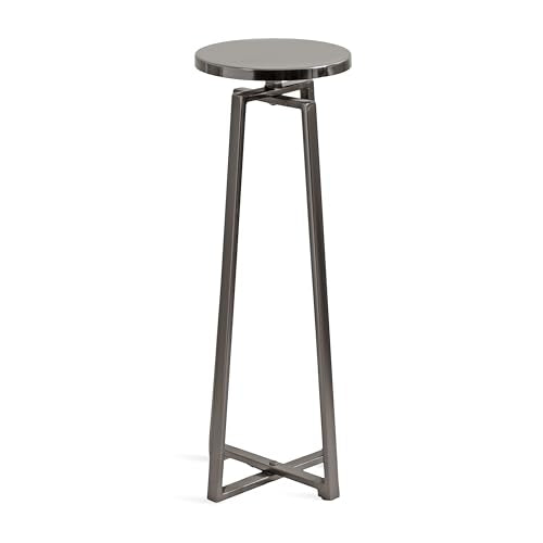 Kate and Laurel Zia Modern Metal Round Drink Table, 9 x 9 x 23, Gray Gunmetal, Contemporary Decorative Circle Pedestal Table for Living Room Display and Storage
