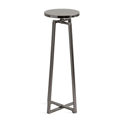 Kate and Laurel Zia Modern Metal Round Drink Table, 9 x 9 x 23, Gray Gunmetal, Contemporary Decorative Circle Pedestal Table for Living Room Display and Storage