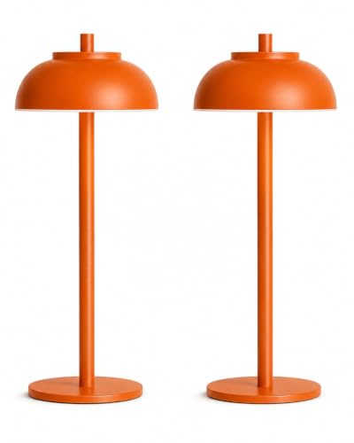 Orange Cordless Table Lamps, Rechargeable LED Touch Lamp, 2 Pack - color: Orange