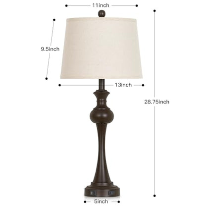Cinyirong Brown Touch Table Lamps,28.75" Tall Bedside Lamps with USB C+A Ports, 3-Way Dimmable Table Lamp, Nightstand Lamps for Bedroom, Living Room，Brown Lamps with Beige Lampshade, Bulb Included - color: Brown-1pack
