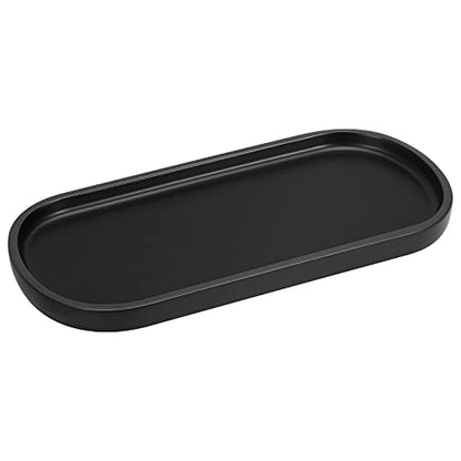 Luxspire 10" Oval Bathroom Tray for Countertop Organizer, Matte Black - color: Matte Black, style: Small