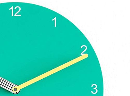 Stephanie Imports Modern Minimalist Teal & Yellow Wall Clock - color: Teal & Yellow