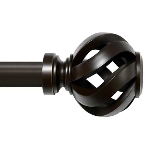 Ycolnaefllr Bronze Twisted Cage Curtain Rod, Heavy Duty Adjustable 48-84" - color: Bronze, size: 16-96"