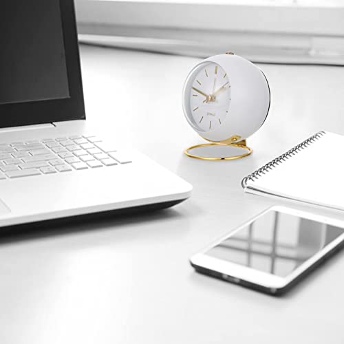SHISEDECO Small Tableclocks Classic Non-Ticking Tabletop Alarm Clock,White - color: Rn-white