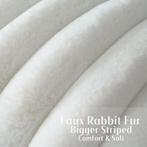 FUTEI Pack of 2 Faux Rabbit Fur Throw Pillow Covers 16x16 Inch, Cream White - color: Cream White, size: 16" x 16" (Pack of 2)
