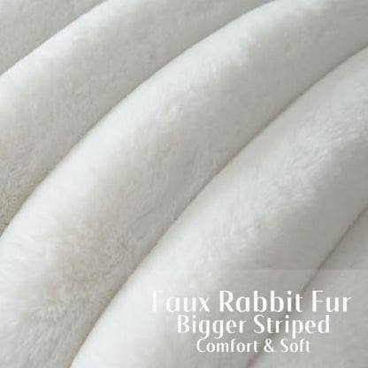 FUTEI Pack of 2 Faux Rabbit Fur Throw Pillow Covers 16x16 Inch, Cream White - color: Cream White, size: 16" x 16" (Pack of 2)