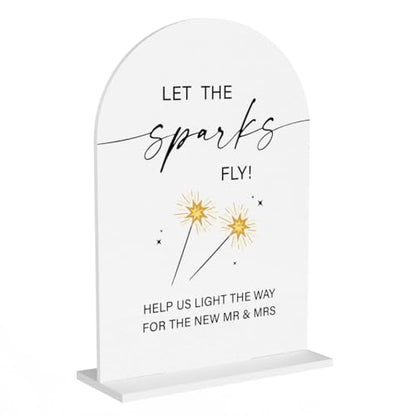 Let Sparks Fly Wedding Sign Sparkle Sign for Wedding Engagement Bridal Shower Party Acrylic sign for Table Desk - color: let the sparks fly