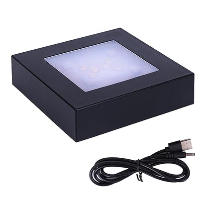 LED Multimodal Multicolor Light Stand Base - Black Square Display Base for 3D Crystal Glass Art - USB/Battery Powered Crystal Stand - color: C-multi-mode Black Base
