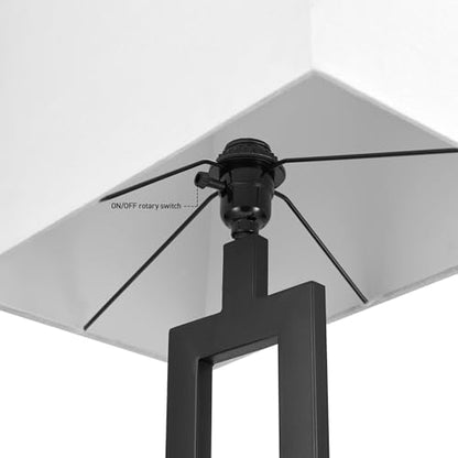 Globe Electric 58" Matte Black Floor Lamp with White Linen Shade - color: Matte Black, D'Alessio