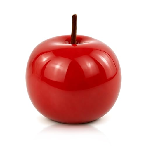 Ceramic Decorative Figurine, Artificial Fruit Sculpture Interior Decorations, Tabletop Ornament for Living Room Dining Room Bedroom Shelf Desk Office (Red) - color: Red