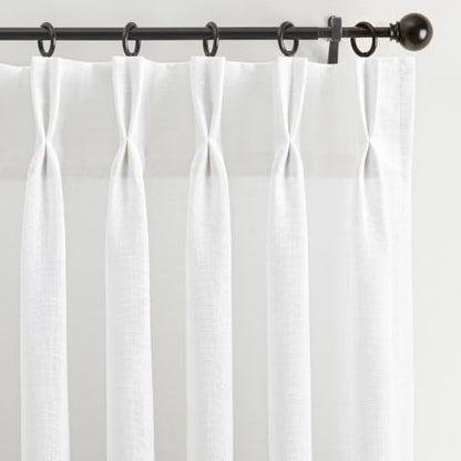 White Linen Pleated Curtains 63 Inch Length for Living Room - color: White, size: 40"W x 63"L (Pack of 2)