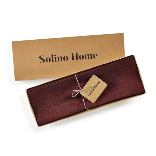 Solino Home 100% 리넨 플레이스 매트 레드 가넷, 아테나 35.6 x 35.6cm(14 x 14인치), 4개 세트 - color: 25: 레드 가넷, size: 14" X 14" (Set of 4)