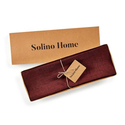 Solino Home 100% 리넨 플레이스 매트 레드 가넷, 아테나 35.6 x 35.6cm(14 x 14인치), 4개 세트 - color: 25: 레드 가넷, size: 14" X 14" (Set of 4)