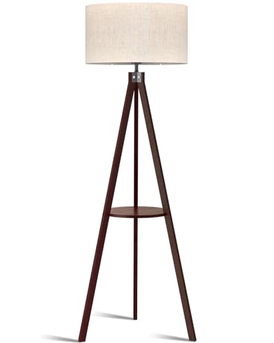 LEPOWER Shelf Floor Lamp Tripod Mid Century Modern Lamps for Living Room - color: Walnut Holder