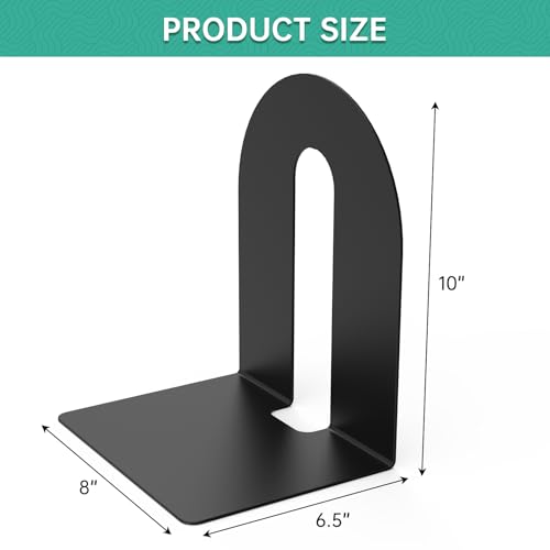Heavy Duty 10" Bookends, 1 Pair Black Bookend for Office, Home,Bookshelves - size: 2Pcs