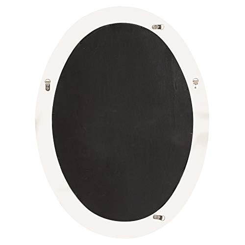 Howard Elliott Collection Queen Ann Oval Glossy Nickel Wall Mirror, Oval Bevelled Hanging Wood Framed Vanity Mirrors for Home Decor, Living Room, Bathroom, Bedroom, or Hallway, 25 x 33 Inch - color: Glossy Nickel, size: 33"L x 25"W, style: Queen Ann Mirro