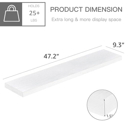 QEEIG Extra Long Floating Shelves for Wall (White, Set of 2, 47.2") - color: C. White, size: 47.2"