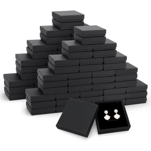 Jewelry Gift Boxes, 80 Pack 3.5x3.5x1 Inch, Black - color: Black, size: 3.5x3.5x1 Inch (Pack of 80)