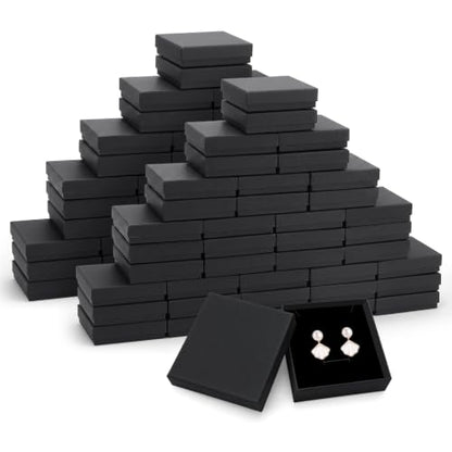 Jewelry Gift Boxes, 80 Pack 3.5x3.5x1 Inch, Black - color: Black, size: 3.5x3.5x1 Inch (Pack of 80)