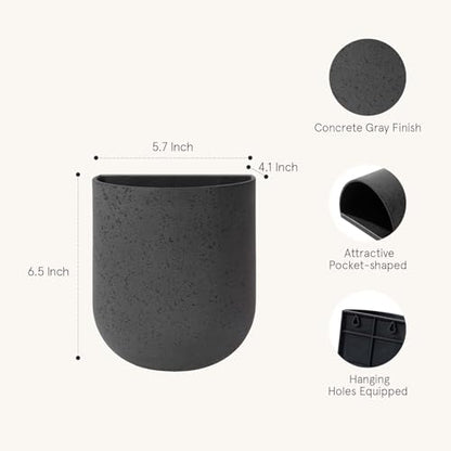 LA Jolie Muse Wall Planters for Indoor Plants, Hanging Flower Pots, 2 Pack - color: Concrete Gray