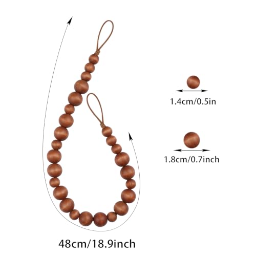 2 Pieces Curtain Tieback Wood Bead Curtain Tiebacks Curtain Holdbacks for Wall Curtain Ties Window Treatment Curtain Tie Backs with Hooks Curtain Pull Backs (Coffee,2) C-1 - color: Coffee