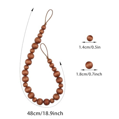 2 Pieces Curtain Tieback Wood Bead Curtain Tiebacks Curtain Holdbacks for Wall Curtain Ties Window Treatment Curtain Tie Backs with Hooks Curtain Pull Backs (Coffee,2) C-1 - color: Coffee