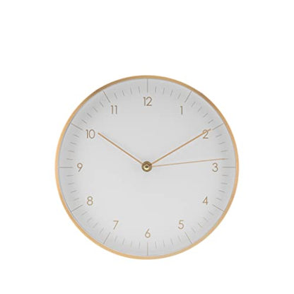 LUUK LIFESTYLE Modern Silent Quartz Wall Clock, 10in, White & Gold | Designed in Germany, Simple & Elegant, Non-ticking, Analog, Battery operated, Housewarming gift, for Living room, Bedroom - color: White, 10"