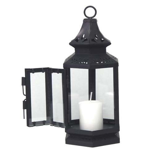 Black Metal Candle Holder Carriage Lanterns (2 PK)