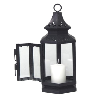 Black Metal Candle Holder Carriage Lanterns (2 PK)
