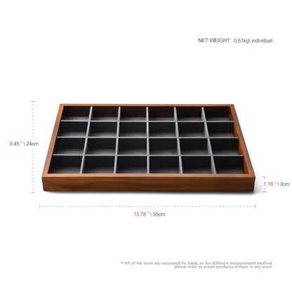 Oirlv Solid Wood Jewelry Tray,Jewelry Drawer Organizer,24 Grid(Grey) - color: Grey 24 grid tray