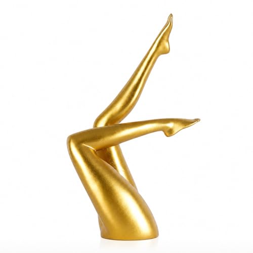 QIANLING Golden Legs Sculpture, Gold Statue Home Decor, Abstract Resin Yoga Dancer Statue, Modern Minimalist Gold Decor Accent for Living Room Table Shelf Bookshelf Office Desk Bedroom Entryway - color: Crossed Legs