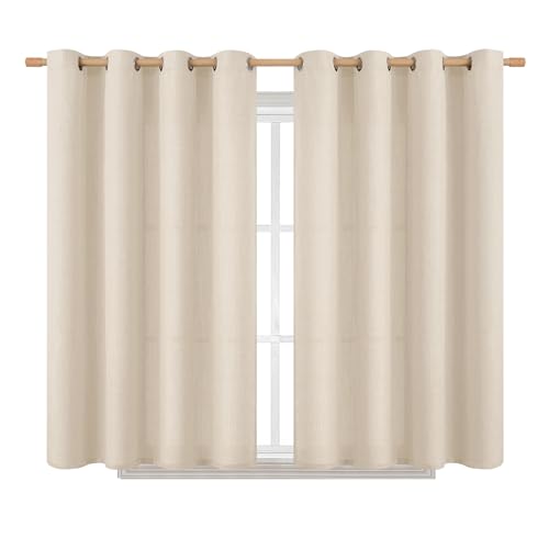BGment Short Light Beige Curtains for Bedroom, 54 Inches Long 2 Panels - color: Light Beige, size: 52"W x 54"L (Pack of 2)