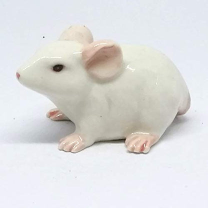 Handmade Ceramic White Mouse Figurine, Woodland Shelf Decor
