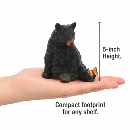 The Bridge Collection Decorative Black Bear Figurine with Butterfly Friend