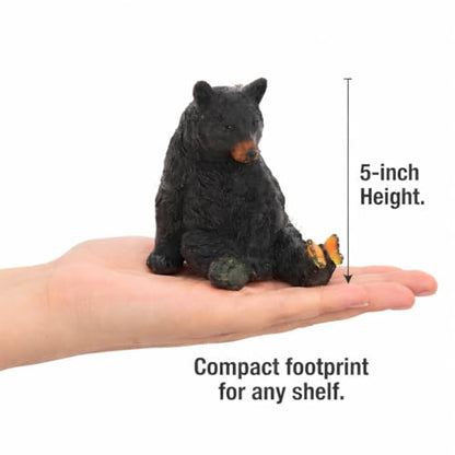 The Bridge Collection Decorative Black Bear Figurine with Butterfly Friend
