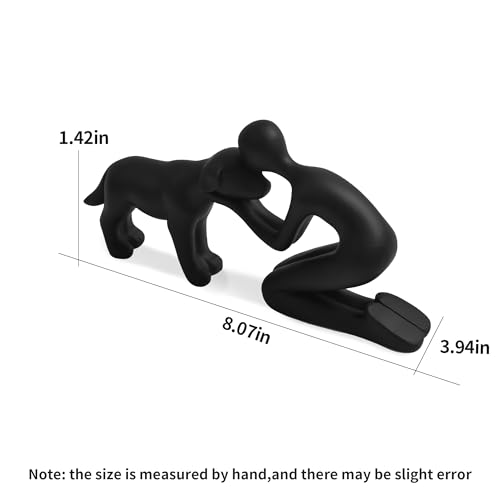 Cute Dog Sculpture Dad Gift Abstract Figurine Home Shelf Decor - color: Black