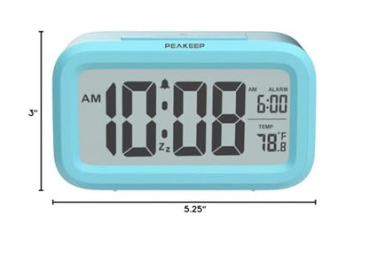 Peakeep Night Light Digital Alarm Clock Battery Operated Indoor Temperature - color: Blue